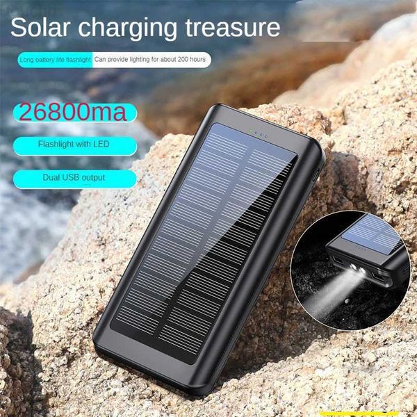 Handy-Powerbanks, 26800 mAh, Solar-Powerbank, tragbare Schnelllade-PowerBank mit LED-Taschenlampe, Akku-Ladegerät, kompatibel mit Smartphones L230731