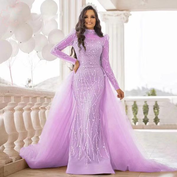 2023 brilhante Lantejoulas Vestidos Mãe Da Noiva Vestido Destacável Sweep Plus Size Vestidos Mãe Kaftan Ombro Fora Do Casamento Longo Coquetel Convidado Vestido De Noite