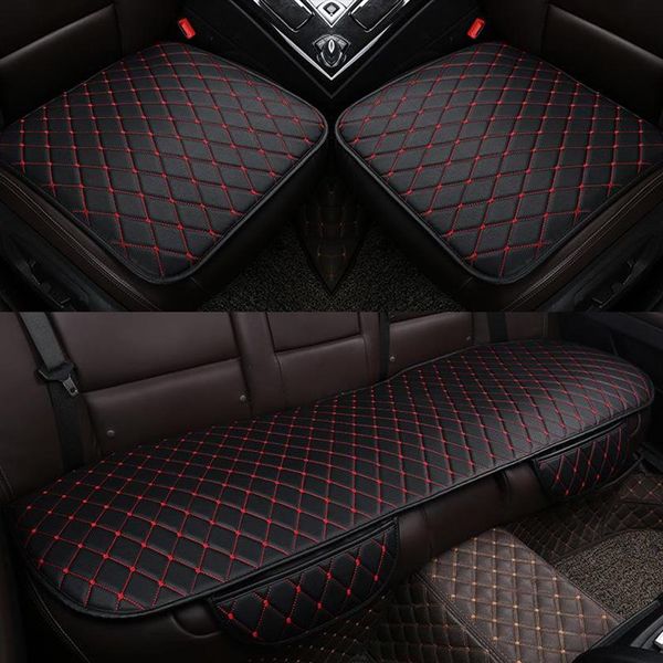 Capas de assento de carro 3 peças de almofada de proteção para automóveis conjunto completo de couro PU universal acessórios para interiores de automóveis Mat Pad257Q