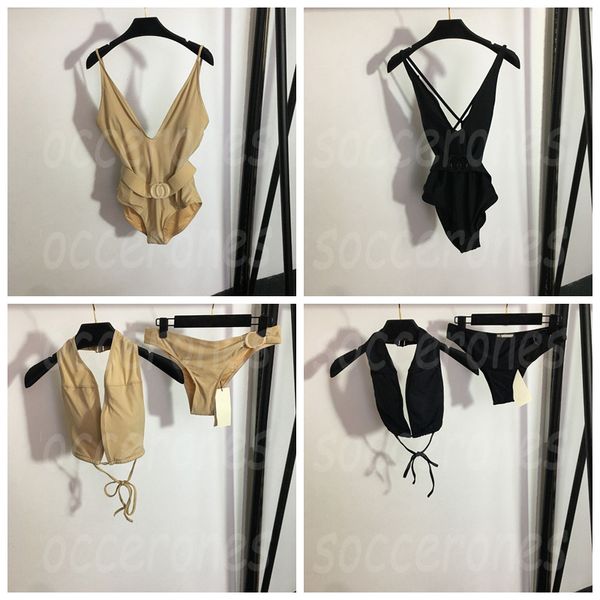 Luxuriöses Biquini-Set für Damen, rückenfrei, Bikini, Bademode, sexy, tiefer Ausschnitt, Strand-BH, Slips, bezaubernder Beachwear-Strand-Badeanzug mit Gürtel, Neckholder-Badeanzug, geteilter Badeanzug