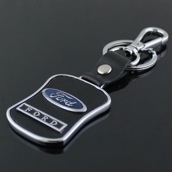 5 teile / los Leder Auto Schlüsselanhänger Logo Schlüsselanhänger Gebogene Form Schlüsselkomponenten Mode Männer Taille Schlüsselanhänger Für Ford Focus 2 3 Chav228m