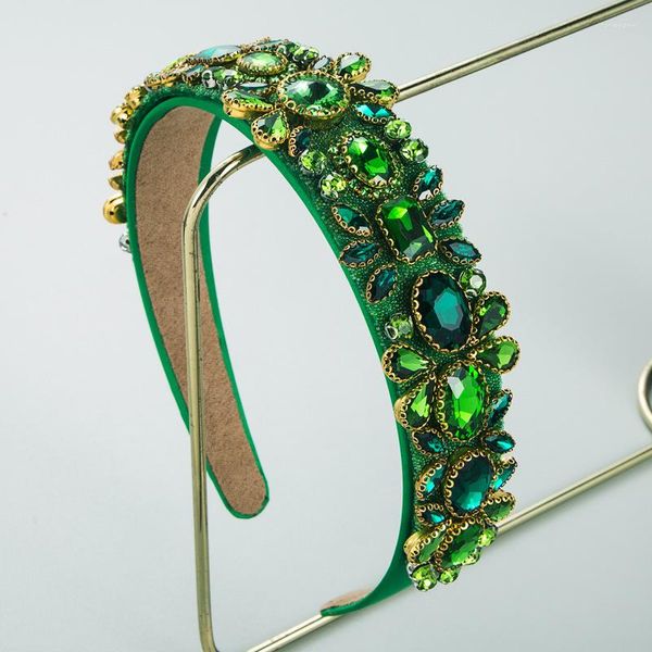 Grampos de cabelo estilo europeu e americano barroco retrô lindo faixa de cabelo verde aba larga acessórios elegantes tiara
