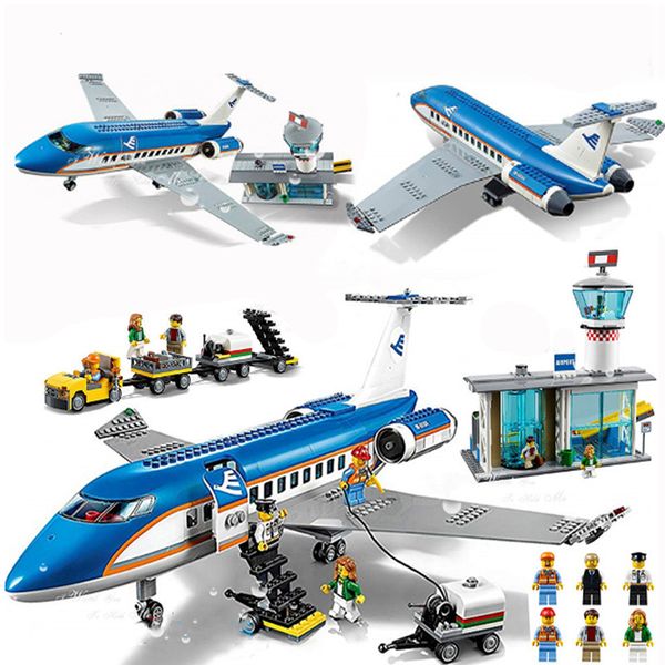 Blocos de construção de avião modelo compatível 02043 City Series International Airport Airbus Aircraft Bricks Toys for Kids Gifts 230731
