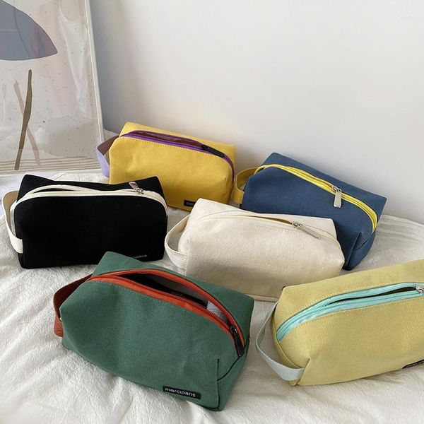 Bolsas de cosméticos estilo coreano bolsa feminina bolsa de viagem de lona bolsa organizadora grande bolsa de mão caneta estudante