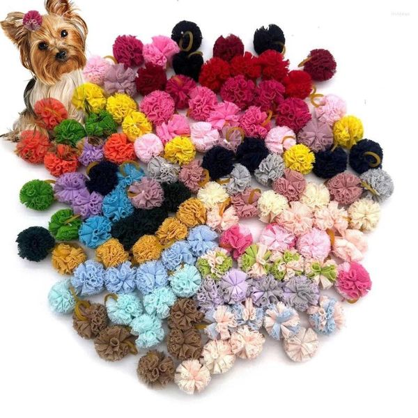 Abbigliamento per cani 50/100PCS Mesh Ball Fiocchi per capelli Accessori per animali domestici Elastici Forniture per la toelettatura di piccoli gatti