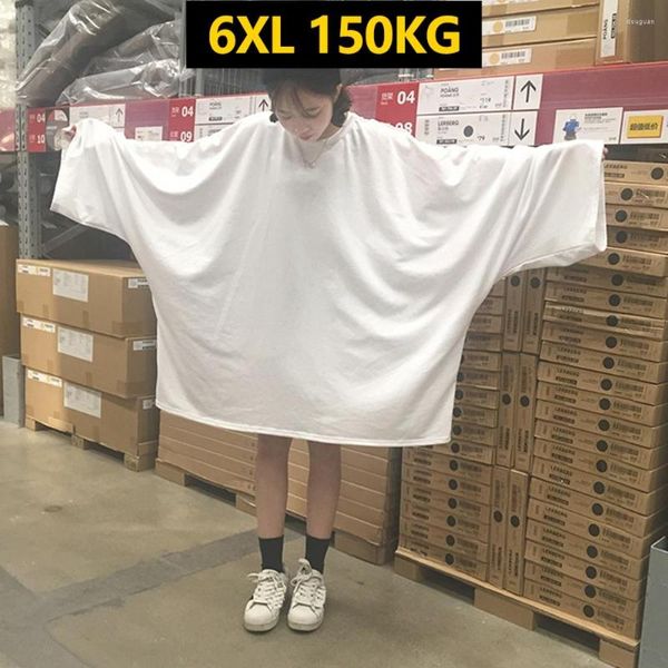 Damen-T-Shirts, E-Girls, Größe 12XL, 200 kg, Brustumfang 182 cm, Sommer-Damen-Baumwollhemd, O-Ausschnitt, kurze Ärmel, großes Oberteil, groß, schwarz, weiß, lässig, locker