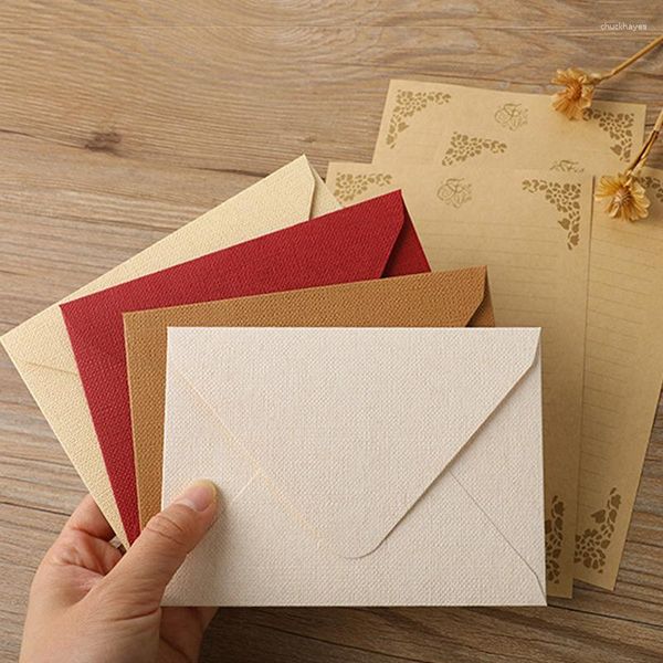 Confezione regalo Busta Carta Kraft Materiale lino vintage Lettera Invito a nozze