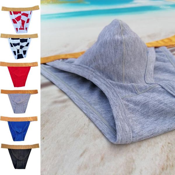 Cuecas Masculinas Tanga de Algodão Puro Garfo Alto Cintura Baixa Sexy Cueca Shorts Calcinhas em Forma de T Comércio Exterior Fábrica