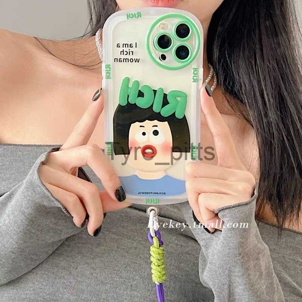 Случаи по сотовым телефонам INS Funny Girl Lanyard подходит для iPhone13promax Shell Shell iPhone 12 Fortune 11xs Anti-Fall Korean Style Chase x0731