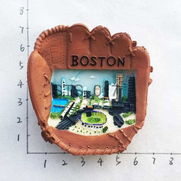 Buzdolabı mıknatısları Boston ABD Hatıra Üç Boyutlu Beyzbol Eldivenleri Manyetik Stickers Buzdolabı X0731