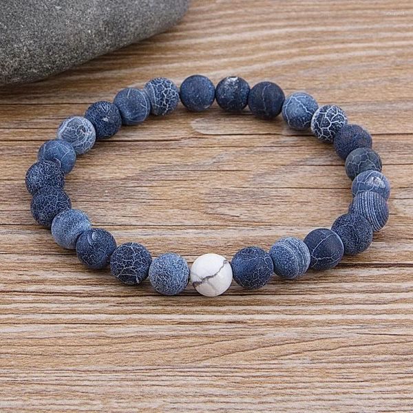 Strang Benutzerdefinierte weibliche männliche Marmorperle Tigerauge blau Lava Naturstein Armband breit 8MM handgefertigter Schmuck