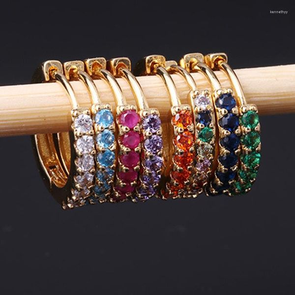 Orecchini a cerchio 1PC 9mm piccoli per donna uomo acciaio inossidabile multicolore Cz semplice minimo minuscolo gioielli piercing alla cartilagine