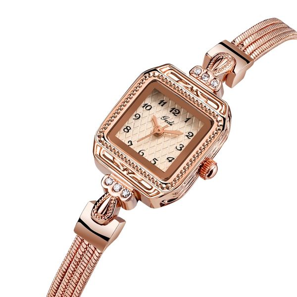 Женские часы высокого качества, роскошные модные винтажные медные часы с имитацией змеиного ремешка, квадратная пластина, антикварные часы 20 мм