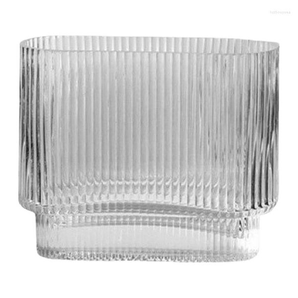 Вазы стеклянный ваза привлекательный гидропонный горшок Современный французский цветочный сосуд Рибленый подсолнечный завод Большой рот для домашнего декора