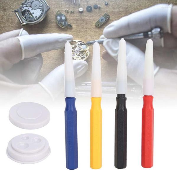 Kits de reparo de relógios 4 peças caneta lubrificadora plástico profissional com acessório para copo de óleo para peças de relojoeiro