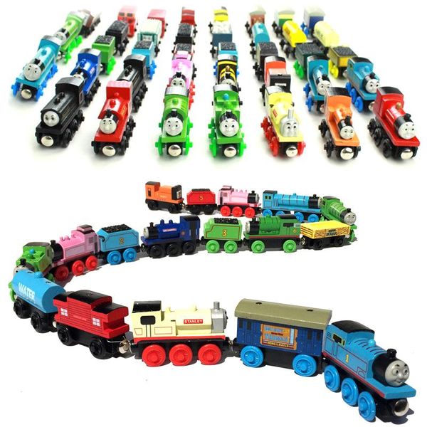 Conjunto de trem de madeira 12 peças conjunto magnético de brinquedos de trem inclui 3 conjuntos de trem de brinquedo de motores para crianças meninos e meninas C279gZZ