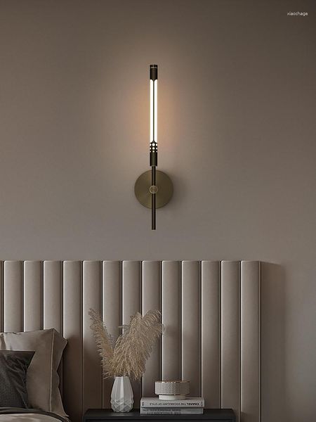 Lampada da parete in rame nordico, camera da letto, soggiorno, lampadina, moderna, semplice e lussuosa, corridoio minimalista