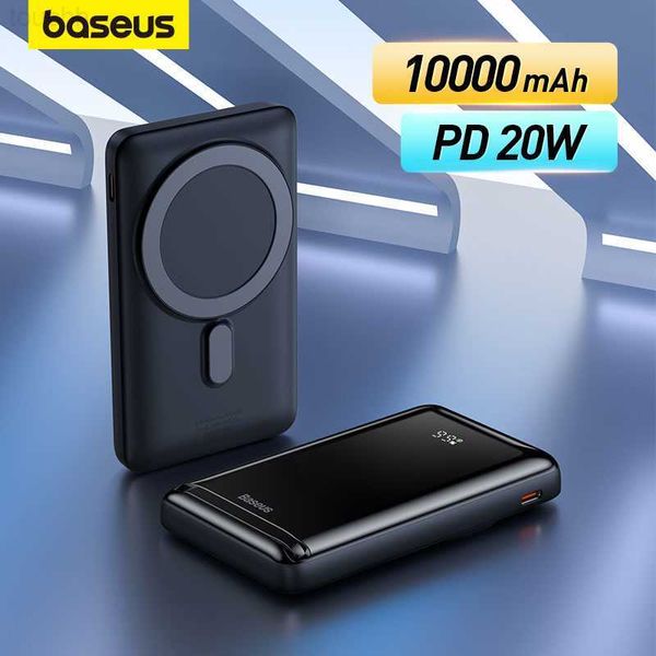 Banche di alimentazione per telefono cellulare Baseus 20W Caricabatterie wireless magnetico Power Bank 10000mAh Batteria esterna di ricarica wireless per iPhone 14 13 12 Pro Max L230731