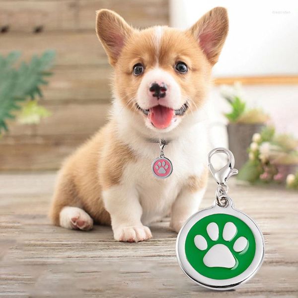 Vestuário para cães 2 PCs Esmalte Osso Pet Cat Tags ID Tag Colar Acessórios Placa de Identificação Pingente Antiperda Chaveiro de Metal Para Cães Pequenos