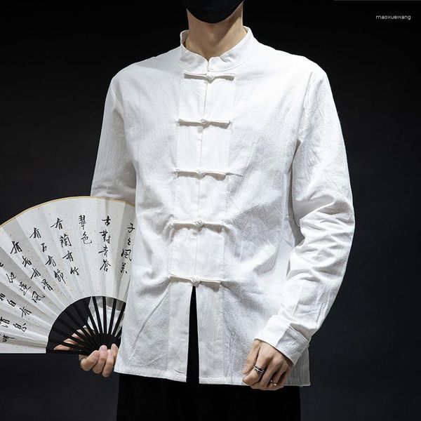 Ethnische Kleidung Baumwolle Leinen Casual Mandarin Kragen Tang Shirts Hanfu Tai Chi Meister Kostüm Tops Traditionelles Chinesisch CN-137