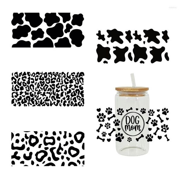 Adesivi per finestre 3D UV DTF Transfers 16oz Cup Wrap Cartoon Leopard Stampato per fai da te Vetro Ceramica Metallo Pelle Ecc. D197