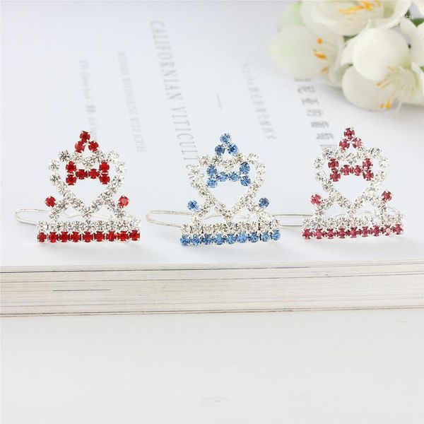 Hundebekleidung Großhandel 3 teile/paket Strass Krone Haarschmuck Schmuck Ornament Für Haustiere 3 CM Clip