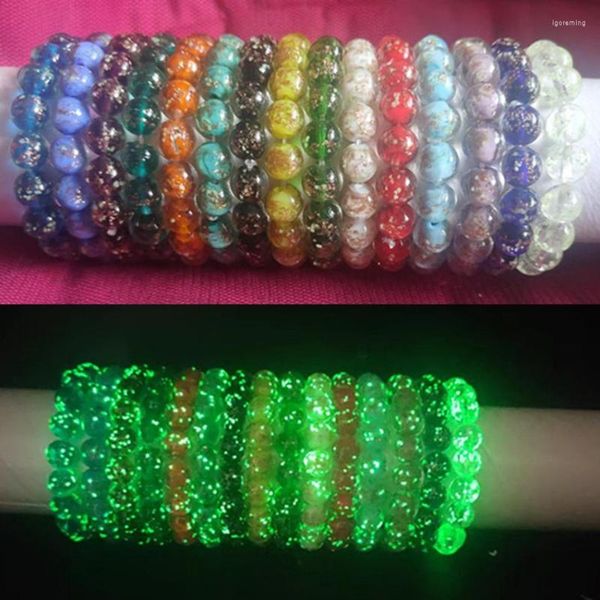 Strand Exquisite 10MM Glow Glass Beads Bracelet Handmade For Women Summer Fashion Jewelry Couple Accessories Holiday Gifts Drop Ship