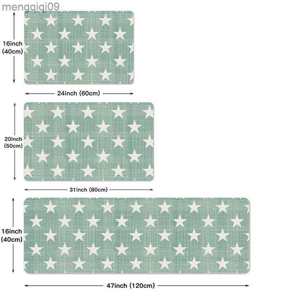 Halılar Yıldız Baskı Mutfak Mat Giriş Puafat Yeşil Renkli Baskılı Halı Ev Kat Balkon Anti-kayma Halı Ev Dekoru R230731