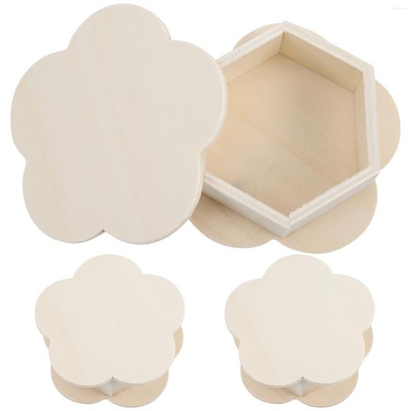 Bolsas para joias 3 peças caixa de armazenamento faça você mesmo caixas de madeira inacabadas pequeno organizador tesouro de madeira