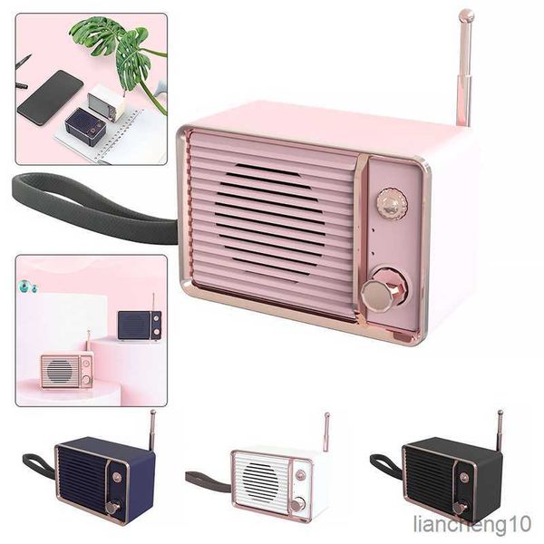 Altoparlanti portatili Radio retrò Vintage Bluetooth Altoparlanti stereo wireless rosa Altoparlanti portatili Scheda audio potente R230731