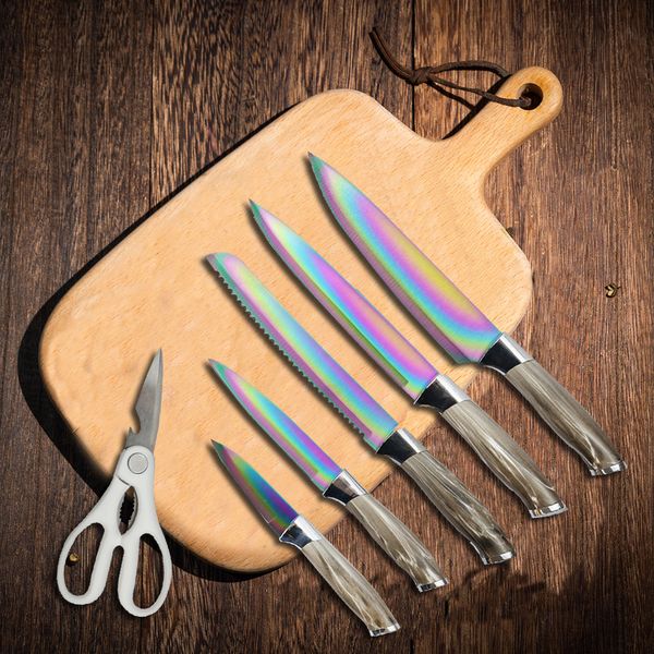 Multifunktionales Geschenkset Messer 7-teiliges Set Küche Zuhause Küchenmesser Kreatives Messerset Farbe Gebrauchsreibe Werkzeugträger Schön