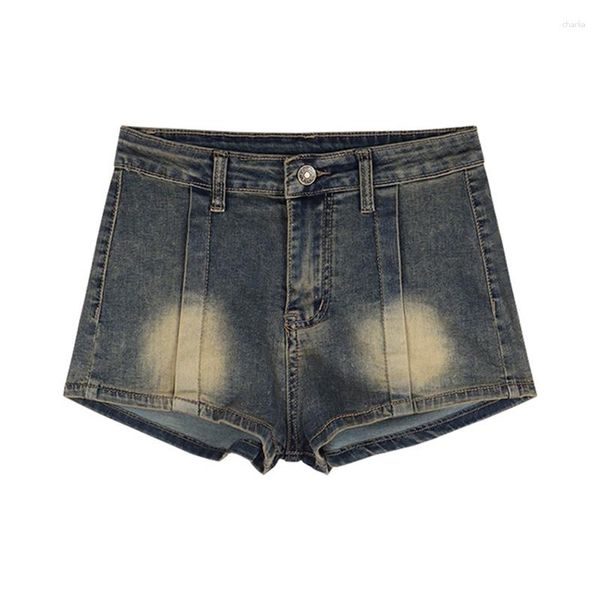 Damen Jeans Y2K Vintage Shorts Sommer Frauen Retro Wash Blue Denim Hohe Taille Mädchen Mini American Style Streetwear