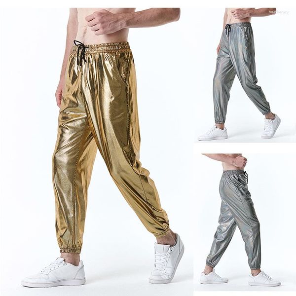 Мужские брюки 2023 Золотая шоу одежда для вечеринки серебряная груз мода мужская длинная брюка Большой размер повседневная уличная одежда