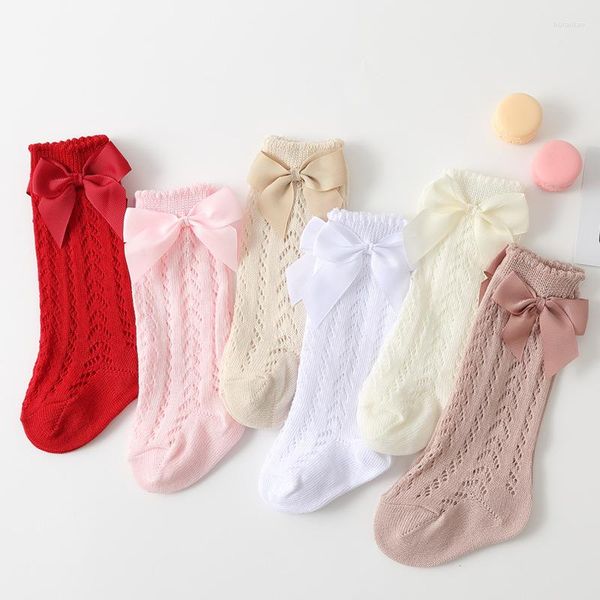 Kadın Çoraplar Çocuklar Kızlar Kraliyet Tarzı Yay Diz Yüksek Fishnet Socks.Baby Toddler Bowknot tüp çorapları.