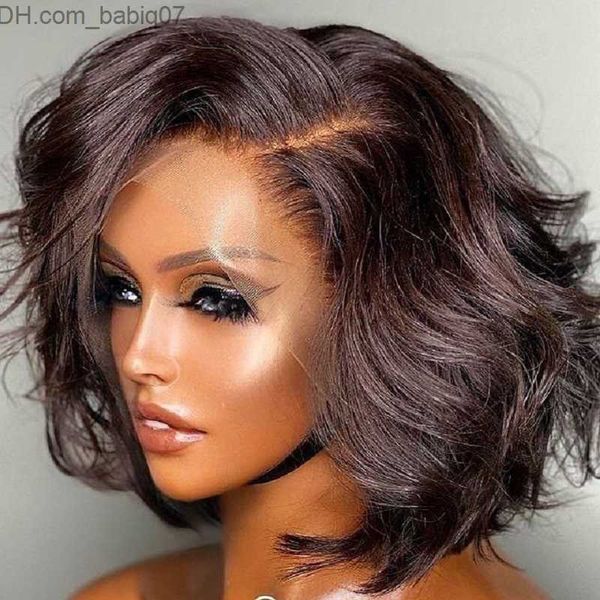 Perucas de cabelo humano Body Wave 13x6 Lace Front Wig Cabelo humano Short Bob Wig 180 Density Adequado para mulheres negras Cabelo Remy brasileiro Z230731