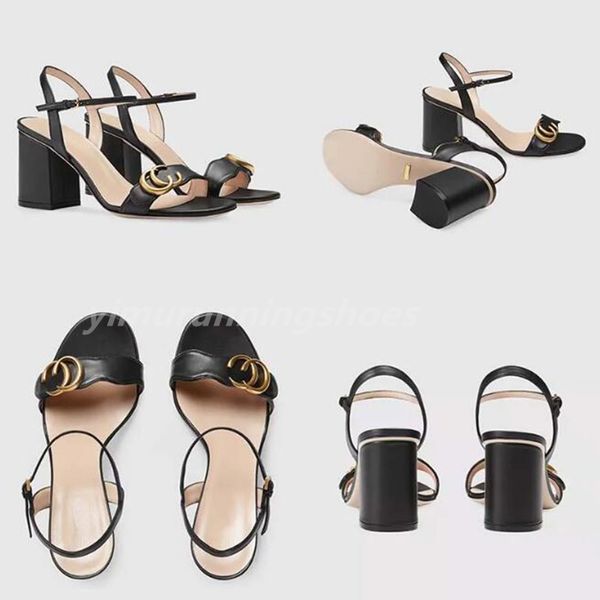 Tacchi alti da donna open toe tacco spesso sandali estivi in pelle designer di grandi dimensioni moda sexy abbigliamento formale elegante temperamento scarpe da ufficio L1