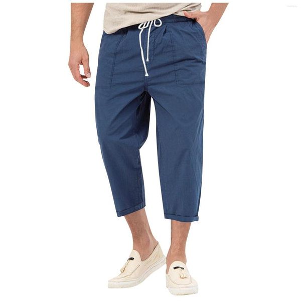 Calça Masculina Masculina Primavera Verão Casual Algodão Solto Macacões Masculino Com Bolso Joggers Retos Homme Plus Size