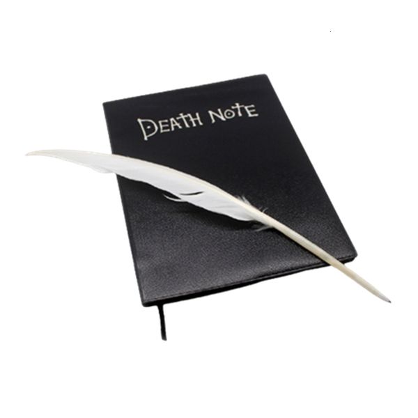 Блокноты A5 Anime Death Note Notebook Feather Pen Set Кожаная обложка Animation Art написание журнала Death Note Botepad 230729