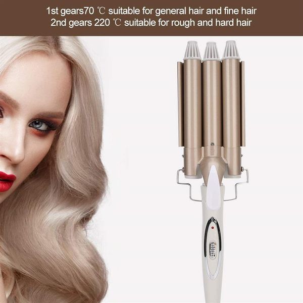 Hohe Qualität Professionelle 110-220 V Haar Lockenstab Keramik Triple Barrel Lockenwickler Haar Waver Styling Werkzeuge Styler192D