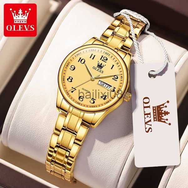 Другие часы Olevs Business Fashion Golden Watch для женщин роскошные водонепроницаемые женщины из нержавеющей стали Quartz Watch 5567 Ladies Clock J230728