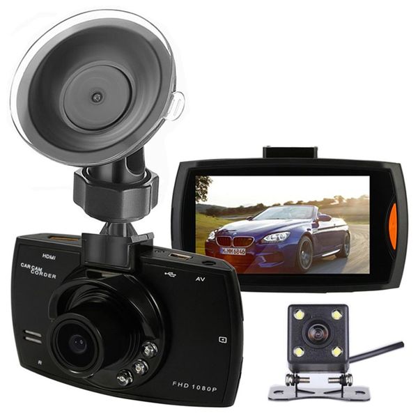 2Ch Car DVR Videoregistratore digitale Dash Camera 2 7 Schermo anteriore 140 ° Posteriore 100 ° Ampio angolo di visione FHD 1080P Visione notturna220x