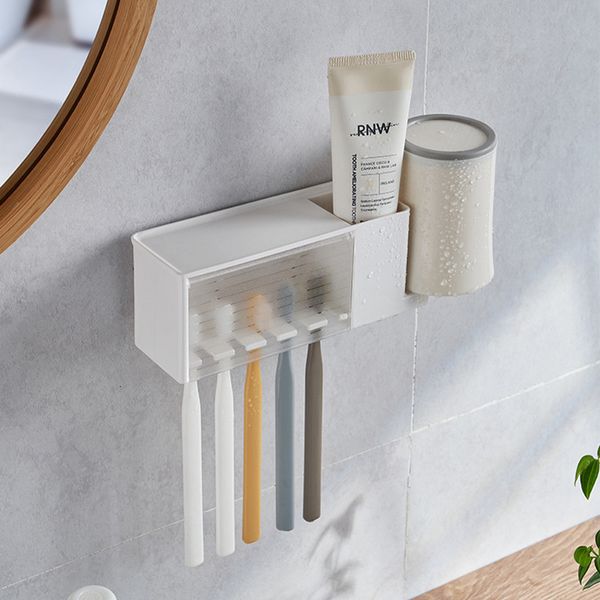 Portaspazzolini Mensole da bagno Montaggio a parete Spazzolino da denti Porta dentifricio Ventosa Portaoggetti Articoli da toeletta Organizer Accessori da bagno 230731