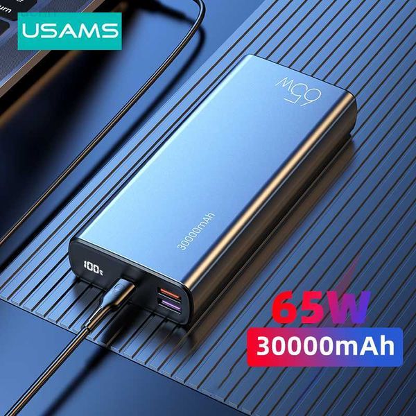 Handy-Powerbanks USAMS 30000 mAh Power Bank 65 W PD Schnellladung Powerbank Tragbarer externer Akku Handy-Ladegerät für iPhone iPad Xiaomi Huawei L230731