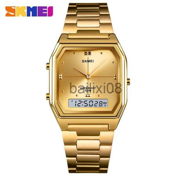 Другие часы женщин цифровые часы роскошные розовые золото из нержавеющей стали брюк -запястья часы Top Brand Skmei Sports Women Watches Clock Male J230728