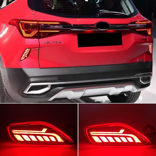1 paar Für Kia Seltos 2019 2020 2021 Auto LED Reflektor Rücklicht Hinten Stoßstange Licht Hinten Nebel Lampe Bremslicht blinker249k