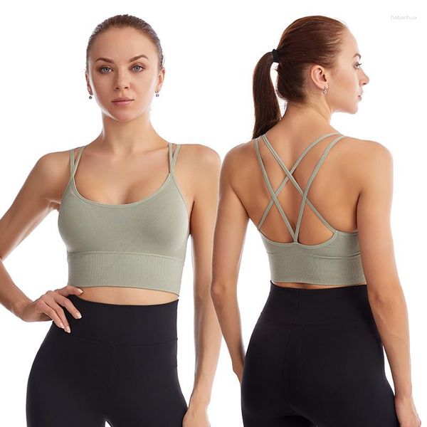 Completo da yoga Reggiseno sportivo di grandi dimensioni Croce femminile Schiena bella Senza anello in acciaio Intimo fitness antiurto S-3XL