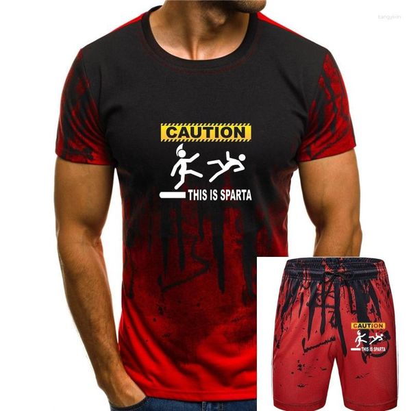 Agasalhos masculinos de algodão 2023 Fashion Caution This Is Sparta - Camiseta divertida