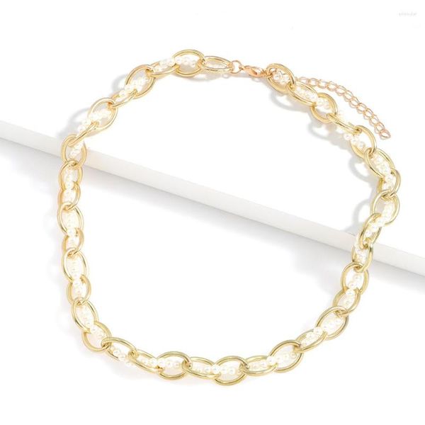 CHOKER Lady Vintage Pearl Link Chain Ожерелье для женщин металлические элегантные аксессуары для ювелирных аксессуаров
