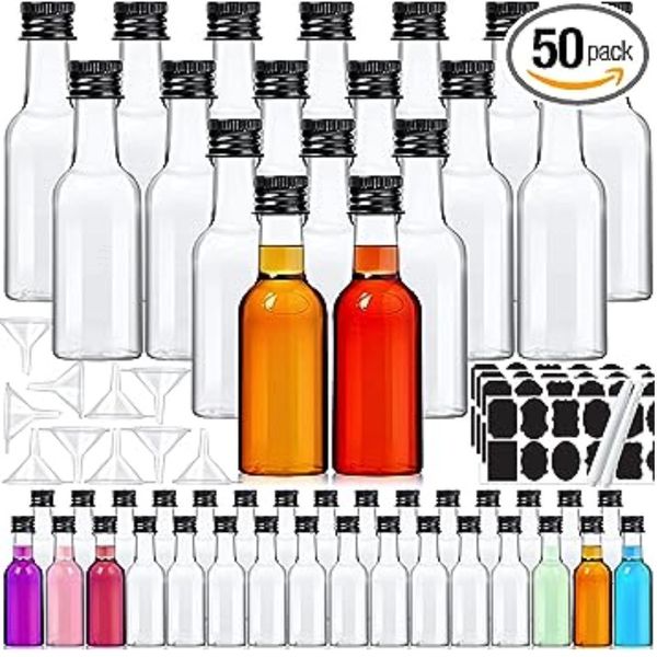 Tumblers 50pack 1 9 унций мини -бутылки с ликером Пластиковый соус с воронками.