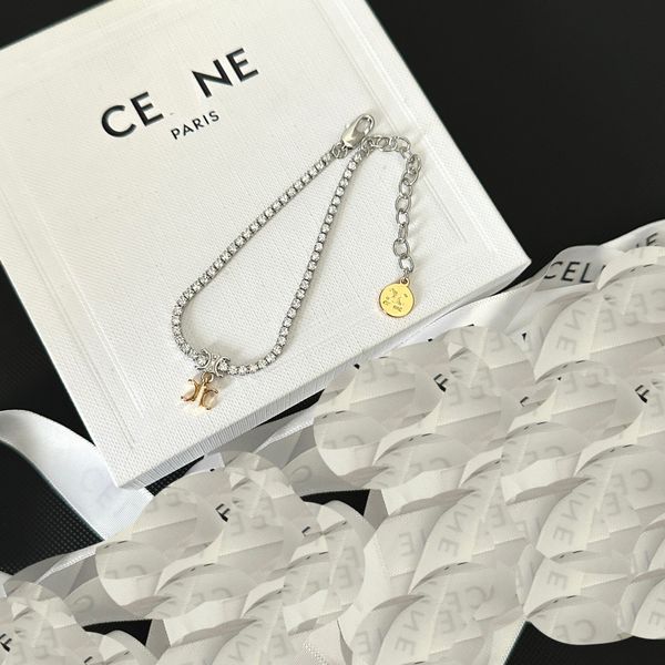 Designer CE Logo Bracelet 925 Sliver Diamond Chain Bracelet Fashion Engagement Love Travel Jewelry High Quality 2023 No Fade Copper atacado Bracelet B619